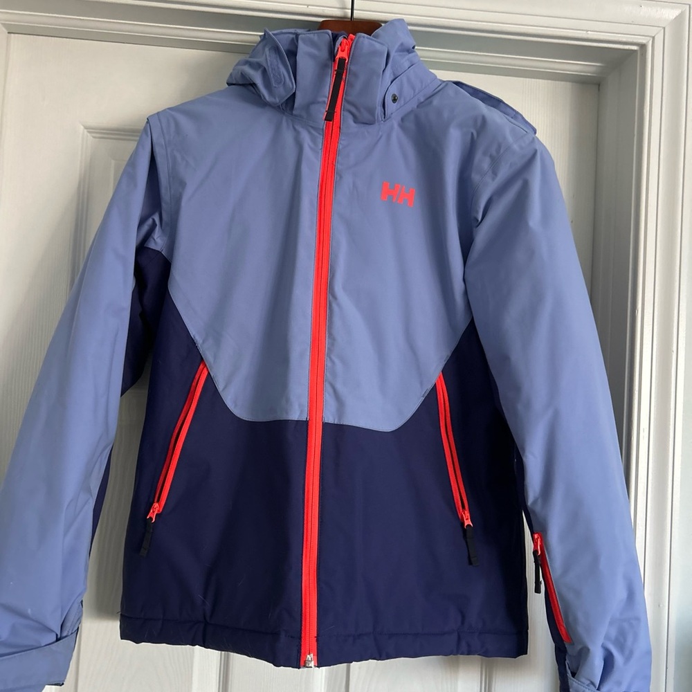 Helly Hansen Kids Blue/purple  with orange accents ski jacket